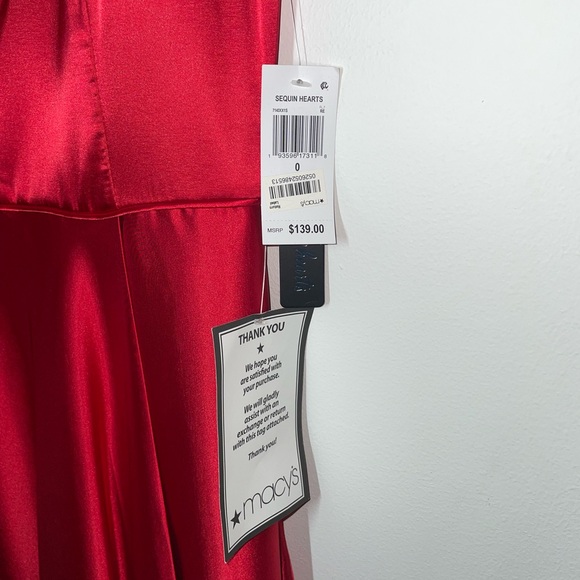 Sequin Hearts Red Satin Dress Sz 0 - Picture 3 of 13